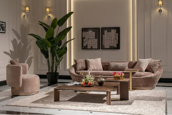 Couchgarnitur Sofagarnitur Stoffsofa Drësëtzeger Fauteuil Beige Couch Set