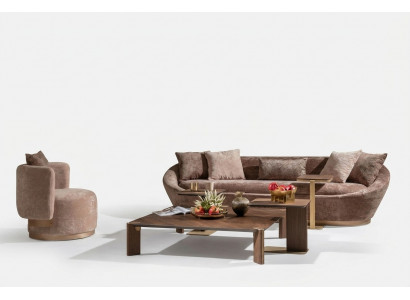 Couchgarnitur Sofagarnitur Stoffsofa Drësëtzeger Fauteuil Beige Couch Set