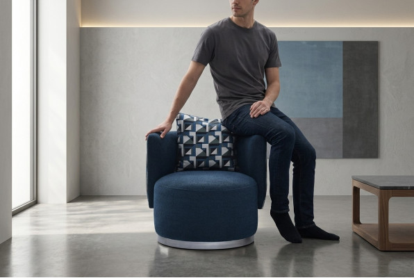 Relaxsessel Fauteuil Modern Blo Stëfter Stoff Sëtzgeleeënheet Design Modern