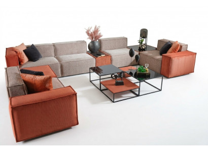 Grousst Ecksofa U-Form Stoffséi Couch Polstersofa Orange Modern Sofa