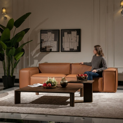 Luxus Dräisaz Sofa 3 Sëtz Braun Polstersofa Couch Konschtlieder Nei
