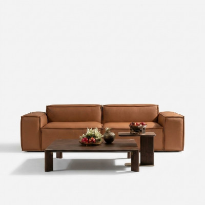 Luxus Dräisaz Sofa 3 Sëtz Braun Polstersofa Couch Konschtlieder Nei