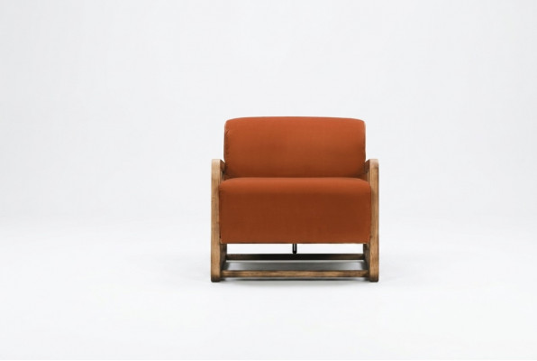 Sesselen Ainzesëtz Sëtz Orange Holz Wunnzëmmer Relaxsessel Design