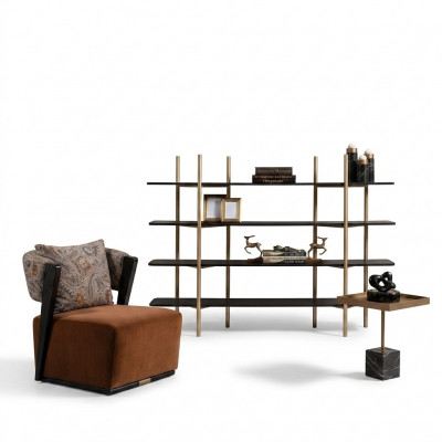 Garni­tur Fautteuil Stoff Niewentëscher Regaler Set 4 Stéck Wunnzëmmer Orange