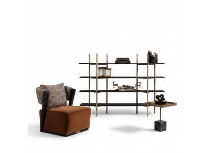 Garni­tur Fautteuil Stoff Niewentëscher Regaler Set 4 Stéck Wunnzëmmer Orange