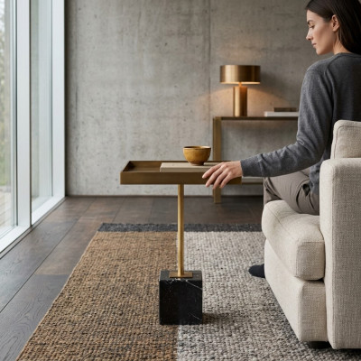 Grupp Niewenzweckdësch Couchdësch Kaffisdësch Gold Sofadësch Metall 2 Stéck.