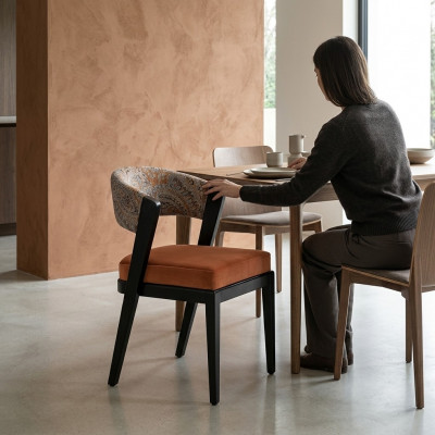 Kichemiwwelen Iesszëmmer Still Still Set 6er Set Still Orange Grupp Holz