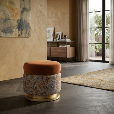 Sëtzkëssen Sëtzocker Pouf Foussocker Sëtzkëssen Stoft Orange Ronnen Hocker