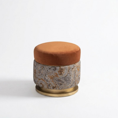 Sëtzkëssen Sëtzocker Pouf Foussocker Sëtzkëssen Stoft Orange Ronnen Hocker