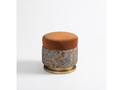 Sëtzkëssen Sëtzocker Pouf Foussocker Sëtzkëssen Stoft Orange Ronnen Hocker