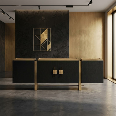 Anrichte Sideboard Schaf Kommode Holz Schwaarz Modernen Design Gold