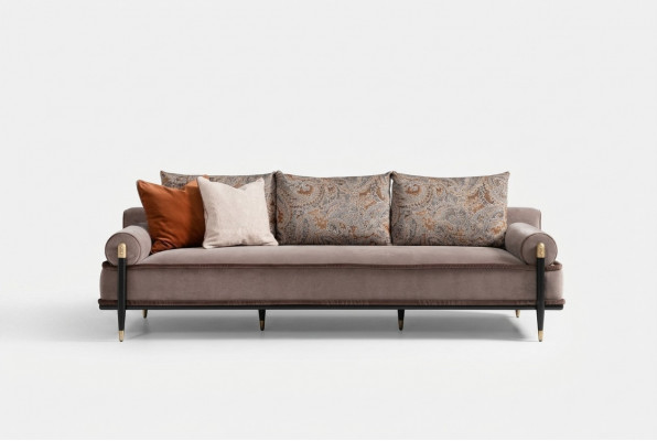 Dräisëtzer Canapé 3 Sëtzer Stoffcanapé Gri Fraen Polstersofae Couch Stoff
