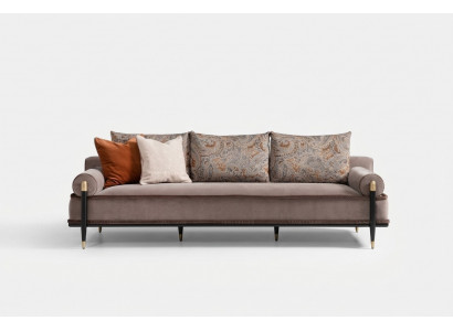 Dräisëtzer Canapé 3 Sëtzer Stoffcanapé Gri Fraen Polstersofae Couch Stoff