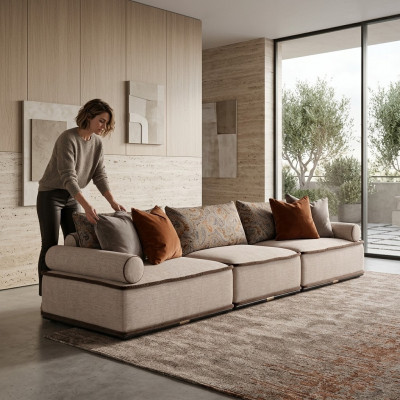 Viersëtzer Canapé 4 Sëtzer Couch Stoffcanapé Polstercanapé Modern Antrazit.