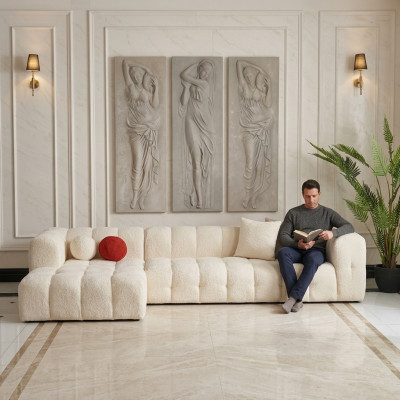 Ecksofa Stoffsofa Polstersofa Modern Luxus Sofa Relax Wäiss Canapéen