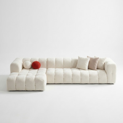Ecksofa Stoffsofa Polstersofa Modern Luxus Sofa Relax Wäiss Canapéen