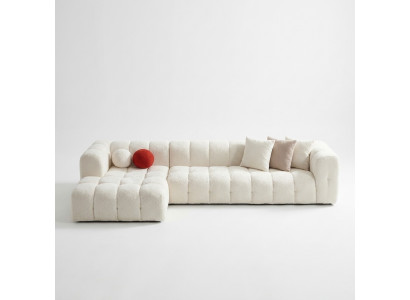 Ecksofa Stoffsofa Polstersofa Modern Luxus Sofa Relax Wäiss Canapéen