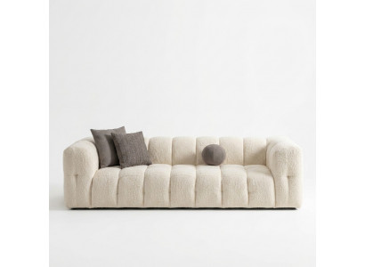 Couch Luxus Dreesëtz Sofa 3 Sëtz Stoffsoufa Polstersoufa Stoff Wäiss
