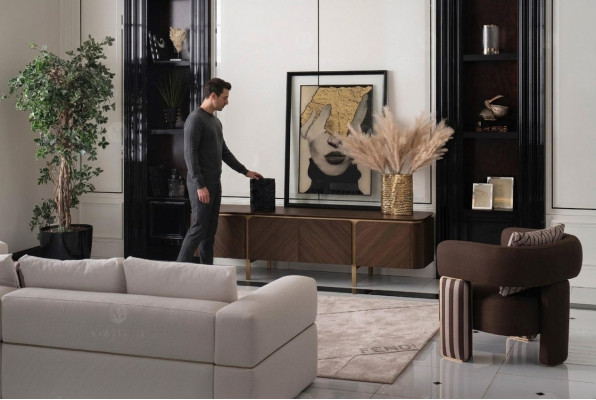 Garnitur Ecksofa Fauteuil Stoffsofa RTV Niddregschaf Beige Modern 3-teilest Set