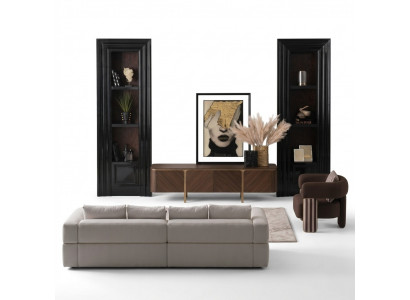 Garnitur Ecksofa Fauteuil Stoffsofa RTV Niddregschaf Beige Modern 3-teilest Set