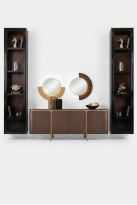 Garnitur Sideboard Spigel Kommode Set Kommode Braun Holz Iesszëmmer