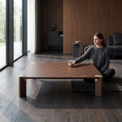 Canapé Table Säitendësch Wunnzëmmer Kaffisdësch Brong Holz Dësch
