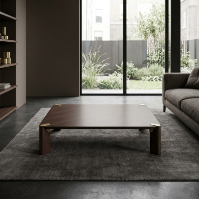 Canapé Table Säitendësch Wunnzëmmer Kaffisdësch Brong Holz Dësch