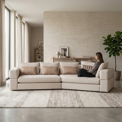 Ecksofa Stoffssofa Polstersofa Béisch Sofas Modern Wunnzëmmer Design