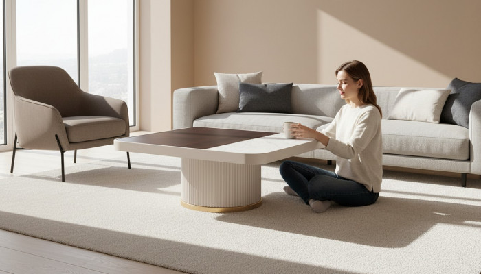 Couchtisch Beistelltisch Kaffisdësch Wunnzëmmer Sofa Dësch Wäiss