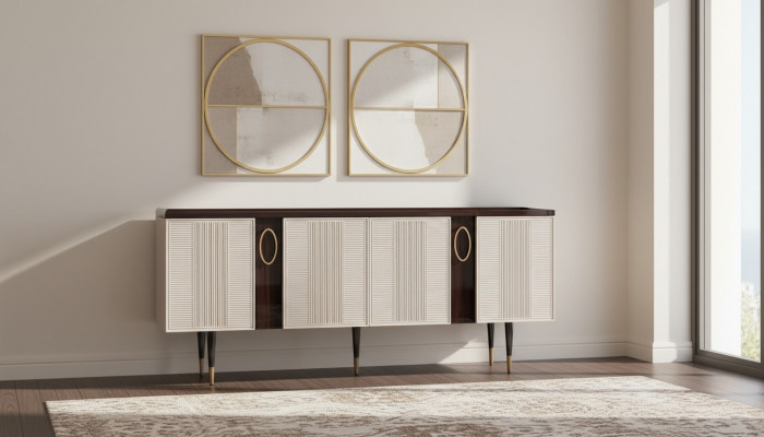 Sideboard Anrichte Kommode Holz Schaf Wäiss Design Iesszëmmer Miwwelen