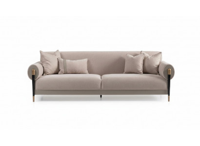 Dräisëtzer Stoffcouch Sofa 3 Sëtz Plüschcouch Modernen Design Beige Nei