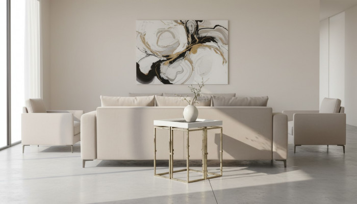 Niewentdësch Couchdësch Kaffisdësch Sofadësch Dësch Wunnzëmmer Gold