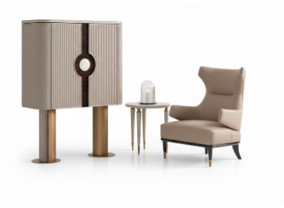 Fotellsgrupp Wunnzëmmer Barschränk Modern Ouerfotell Beige Schaf