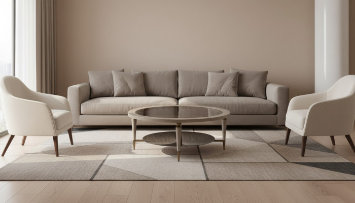Setzdaach Niewendaach Kaffisdësch Sofadësch Glas Wunnzëmmer Beige