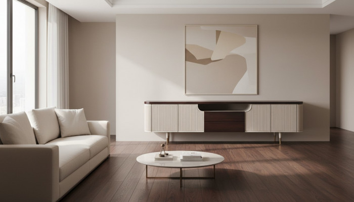Sideboard TV Stänner RTV Lowboard Holz Beige Modern Dësch Wunnzëmmer