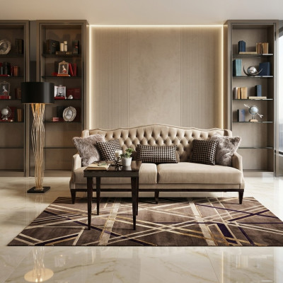 Wunnzëmmer Garnitur Canapé 3 Sëtzer Bäistelltësch Chesterfield Polstersofa Gro