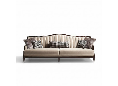 Stoffsofa Sofa 4 Sëtzer Gro Polstersofa Véiersëtzer Luxus Holz Design
