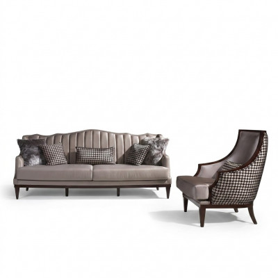 Canapé-Set Véiersëtzer Fauteuil Stoffsofa Gro Polstersofa 4 Sëtzer Set