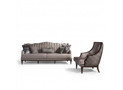 Canapé-Set Véiersëtzer Fauteuil Stoffsofa Gro Polstersofa 4 Sëtzer Set