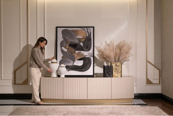 Sideboard Anrichte Schaf Holzschaf Holz Beige Wunnzëmmer