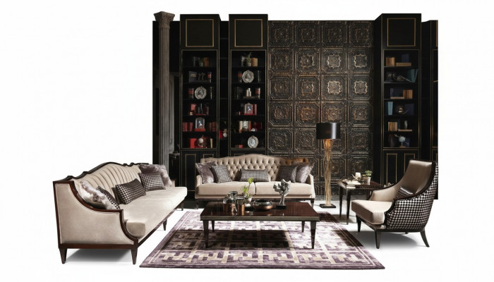 Sofagarnitur Véiersëtzer Dräisëtzer Fotel Gro Couchtischen Stoffsofa