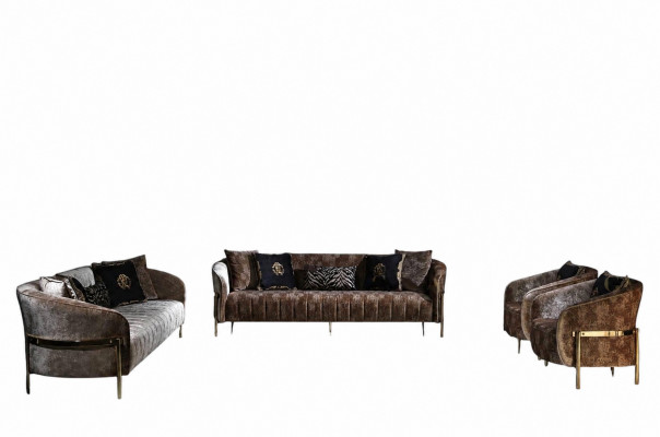 Soffagarnitur Drësëtzeger Fauteuil Beige Stoffsëff Polstersëff Sofa Modern