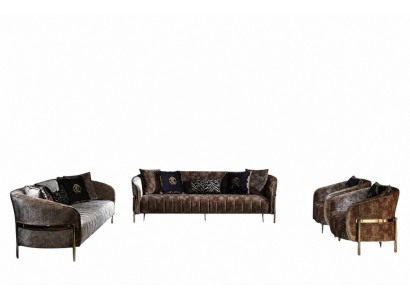 Soffagarnitur Drësëtzeger Fauteuil Beige Stoffsëff Polstersëff Sofa Modern