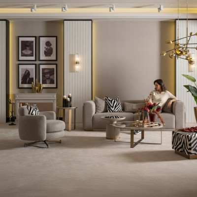 Canapé-Set Véiersëtz Sëtz Plëséierstoffsofa Polstersofa Gro Set 3tlg