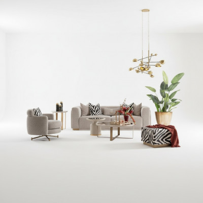 Canapé-Set Véiersëtz Sëtz Plëséierstoffsofa Polstersofa Gro Set 3tlg