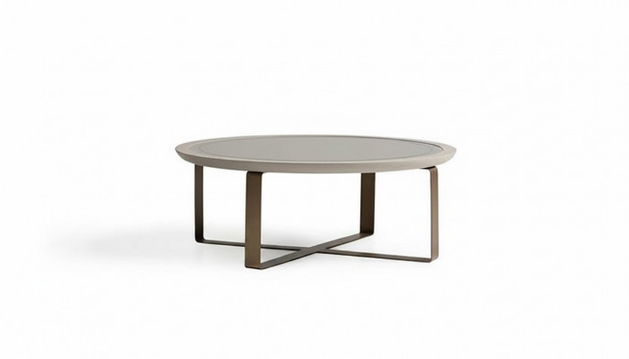 Couchtisch Modern Bäistelltisch Kaffisdësch Sofadësch Beige Metall