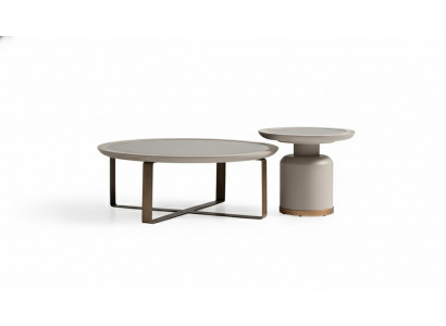 Kompletten Couchtisch Niewentisch Beige Sofadësch Metall Wunnzëmmer