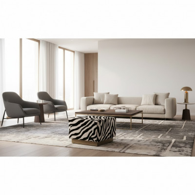 Hocker Sëtz-Hocker Zebramuster Sëtz-Wierfel Stoff Polster Wunnzëmmer Sëtz