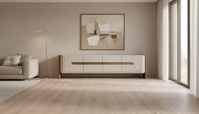 Sideboard RTV Lowboard TV Ständer Beige Holz Wunnzëmmer Schaf Modern