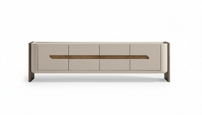 Sideboard RTV Lowboard TV Ständer Beige Holz Wunnzëmmer Schaf Modern